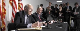 Debt Commission co-chairmen, Erskine Bowles right, and former Wyoming Sen. Alan Simpson, take part in a news conference on Capitol Hill in Washington Tuesday. (AP Photo/Alex Brandon)