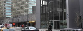 New street level storefronts have appeared around Presidential Towers, giving it a new look, seen on Feb. 15, 2011. Seen here is an entrance on Clinton Street. (Nancy Stone/Chicago Tribune)