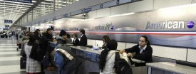 A ticker counter at American Airlines' terminal at O'Hare, Jan. 17, 2011 (Phil Velasquez/Chicago Tribune)