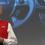 Alan Mulally, CEO of Ford Motor Co., presenting the new Ford Sync system in Germany earlier this month. (Gallup/Getty)